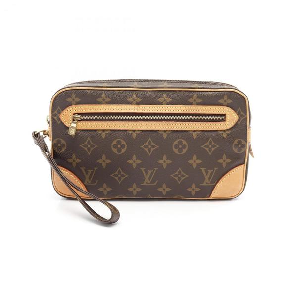 LOUIS VUITTON Brown Monogram Leather Clutch Bag - Picture 1 of 11